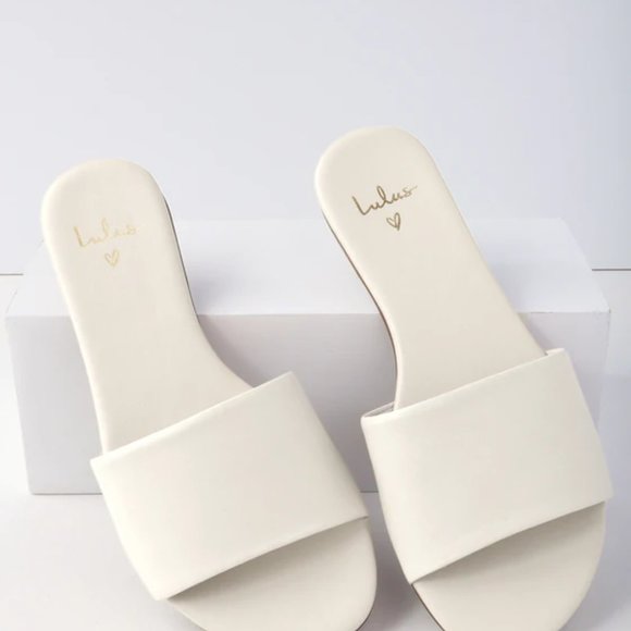 Lulus Tara White Nappa Leather Slide Sandals - Picture 4 of 4